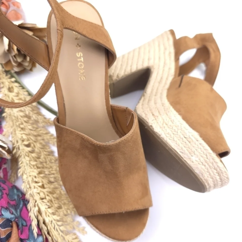 Sun and Stone chic Tan Platform Espadrille Sandals 9.5m